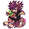 Pomme holds a shiny Applin, a gift from Shrimp-cat