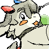 Pixel of Cirrus holding an egg