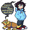 Crom and Armadimon - the speech bubble reads 'There's theory, logic, and reason - don't stop!'