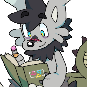 My fursona writing in a book