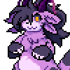 A pixelated BW style sprite of 400_tseuqer's fursona Mauve